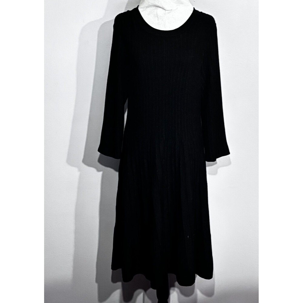 Nanette Nanette Lepore Women’s Black Pleated 3/4 Sleeve Glitter Stretch Dress XL